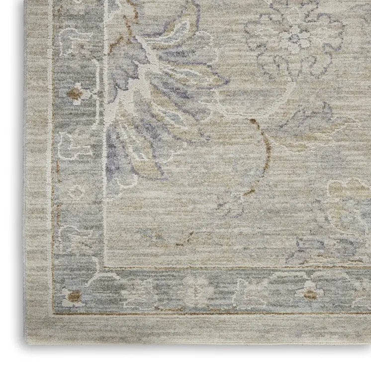 8' X 10' Beige And Gray Floral Medallion Area Rug