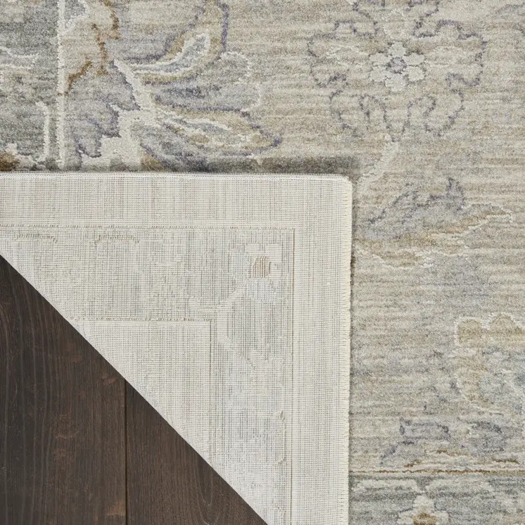 8' X 10' Gray and Blue Floral Power Loom Area Rug