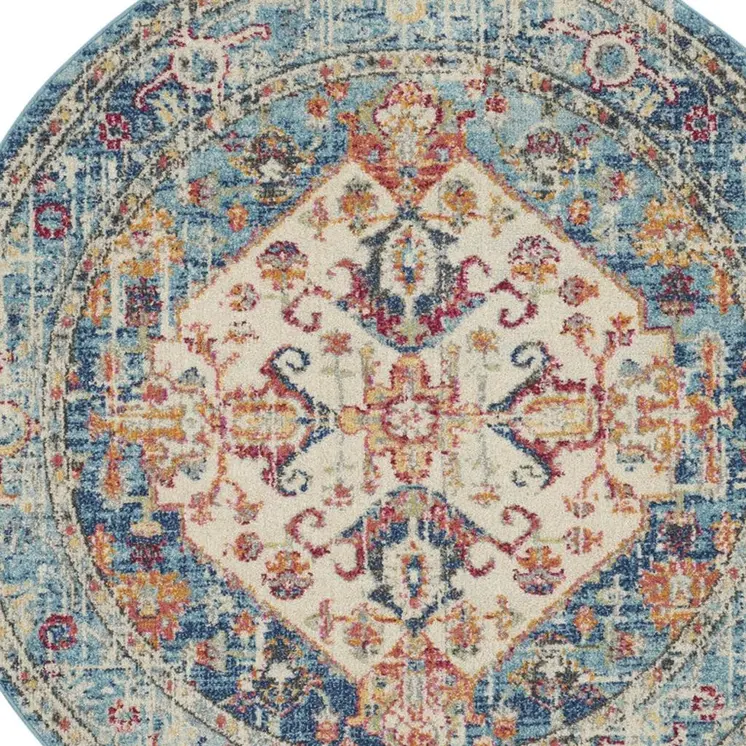8' X 10' Beige And Gray Floral Medallion Area Rug