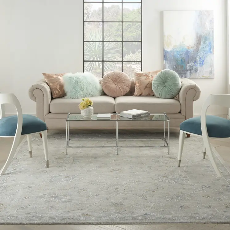 8' X 10' Beige And Gray Floral Medallion Area Rug