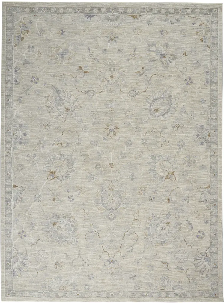 8' X 10' Beige And Gray Floral Medallion Area Rug