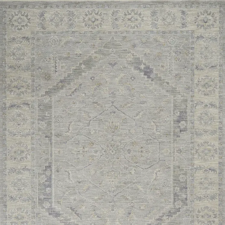 8' X 10' Ivory and Gray Floral Power Loom Area Rug