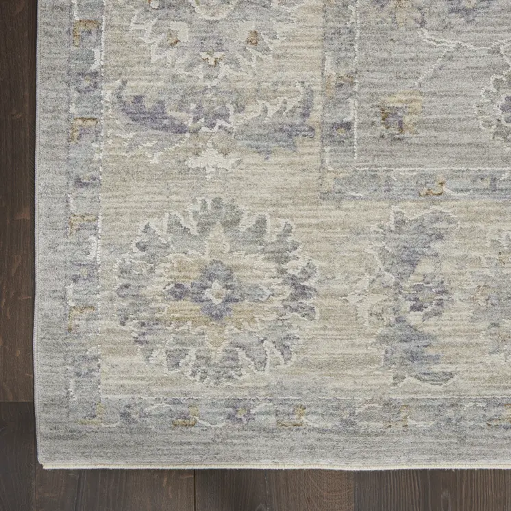8' X 10' Ivory and Gray Floral Power Loom Area Rug