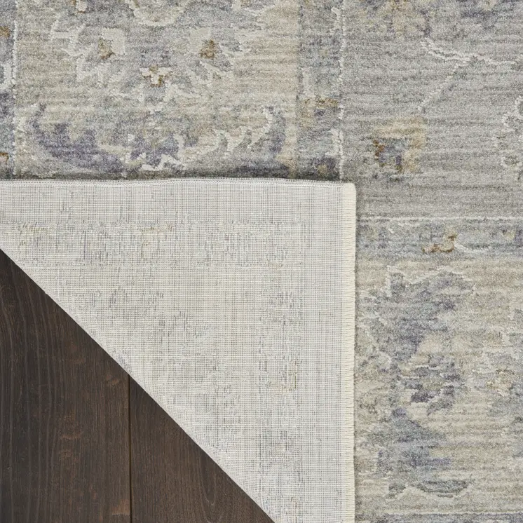 8' X 10' Ivory and Gray Floral Power Loom Area Rug