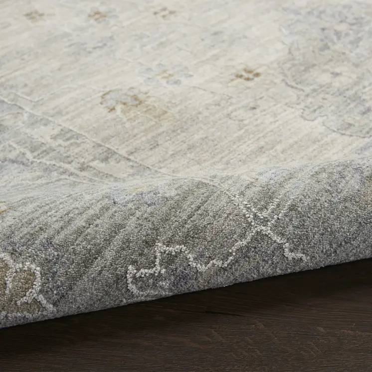 8' X 10' Ivory and Gray Floral Power Loom Area Rug