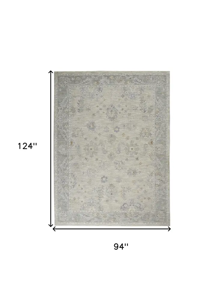 8' X 10' Ivory and Gray Floral Power Loom Area Rug
