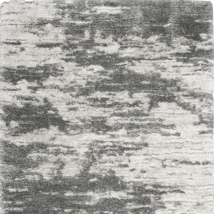 5' X 7' Charcoal and Ivory Abstract Shag Area Rug