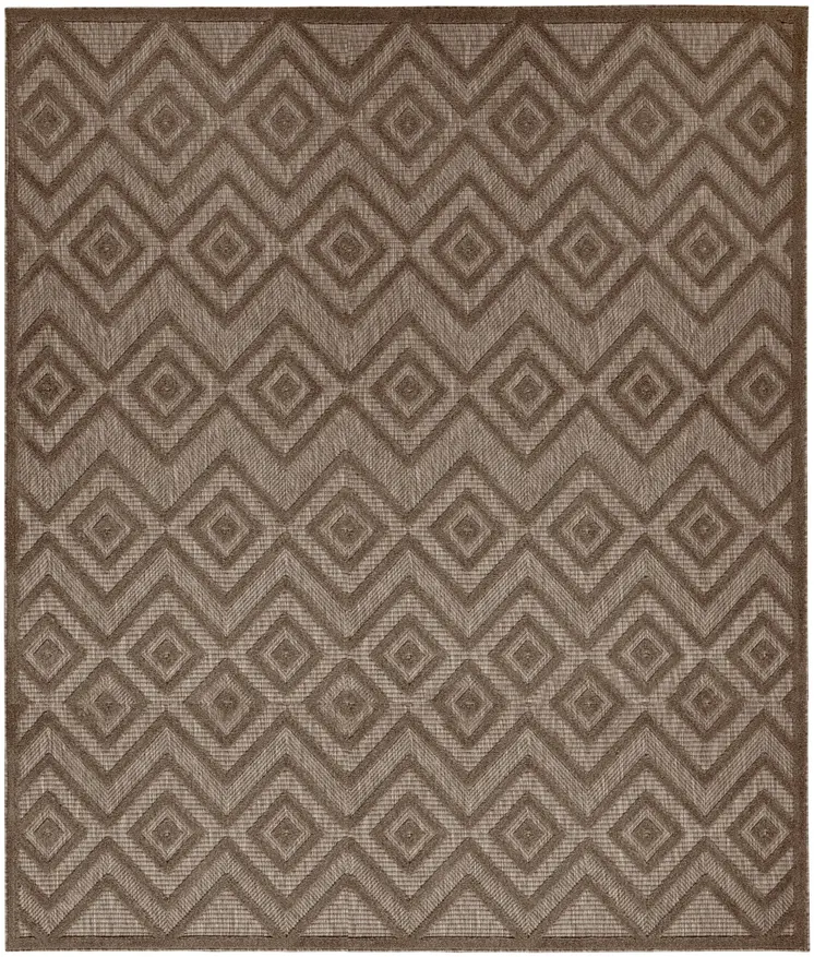 8' X 10' Dark Brown And Light Brown Geometric Indoor Outdoor Area Rug