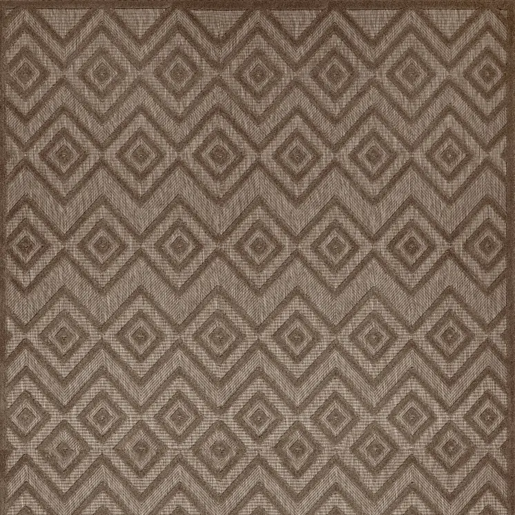 8' X 10' Dark Brown And Light Brown Geometric Indoor Outdoor Area Rug