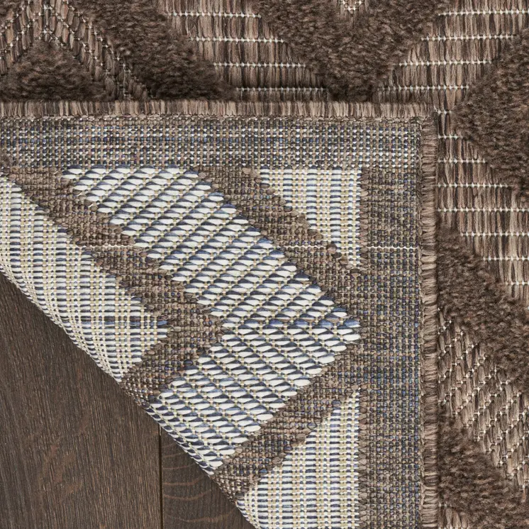8' X 10' Dark Brown And Light Brown Geometric Indoor Outdoor Area Rug