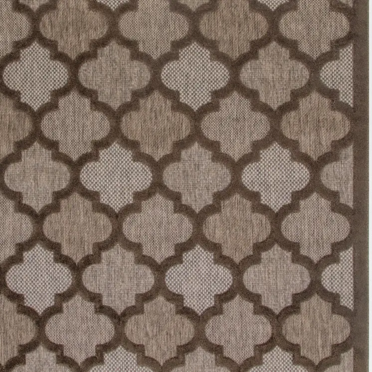 8' X 10' Dark Brown And Light Brown Trellis Indoor Outdoor Area Rug