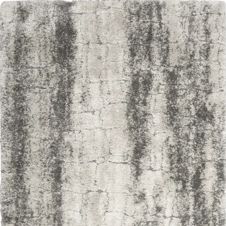 5' X 7' Charcoal and Ivory Abstract Shag Area Rug