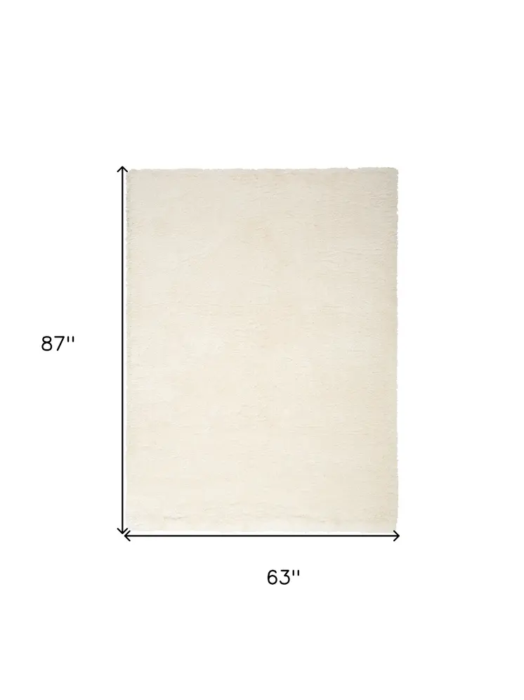 5' X 7' Cream Shag Area Rug