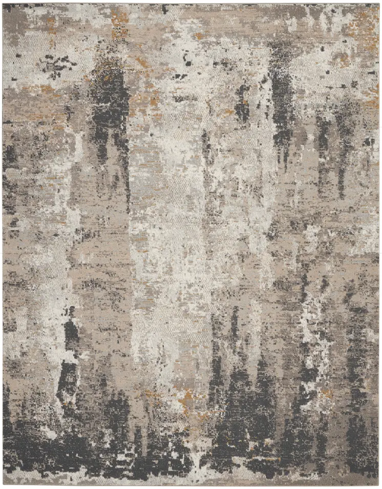 8' X 10' Cream Black and Gray Abstract Area Rug