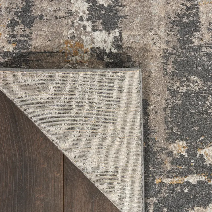 8' X 10' Cream Black and Gray Abstract Area Rug