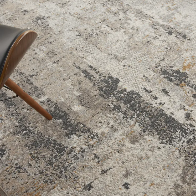 8' X 10' Cream Black and Gray Abstract Area Rug