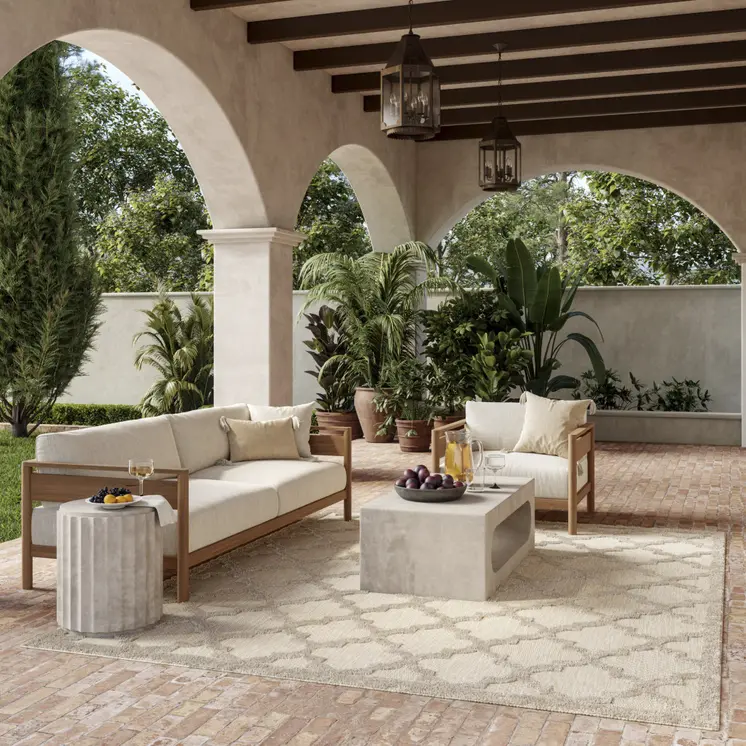 8' X 10' Cream And Beige Trellis Indoor Outdoor Area Rug