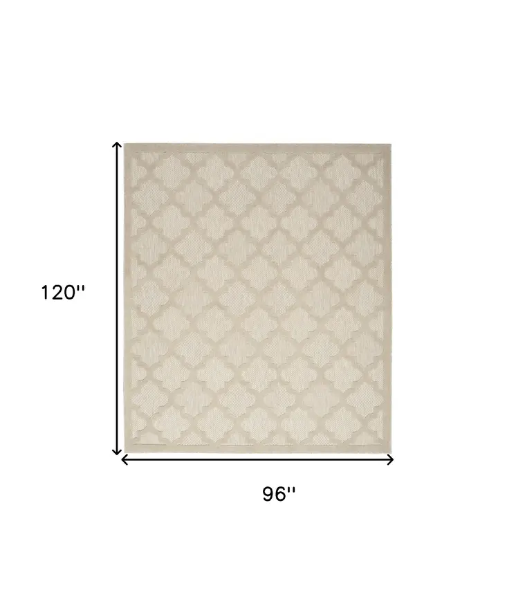 8' X 10' Cream And Beige Trellis Indoor Outdoor Area Rug