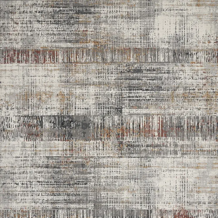 8' X 10' Ivory Gray and Golden Brown Abstract Area Rug