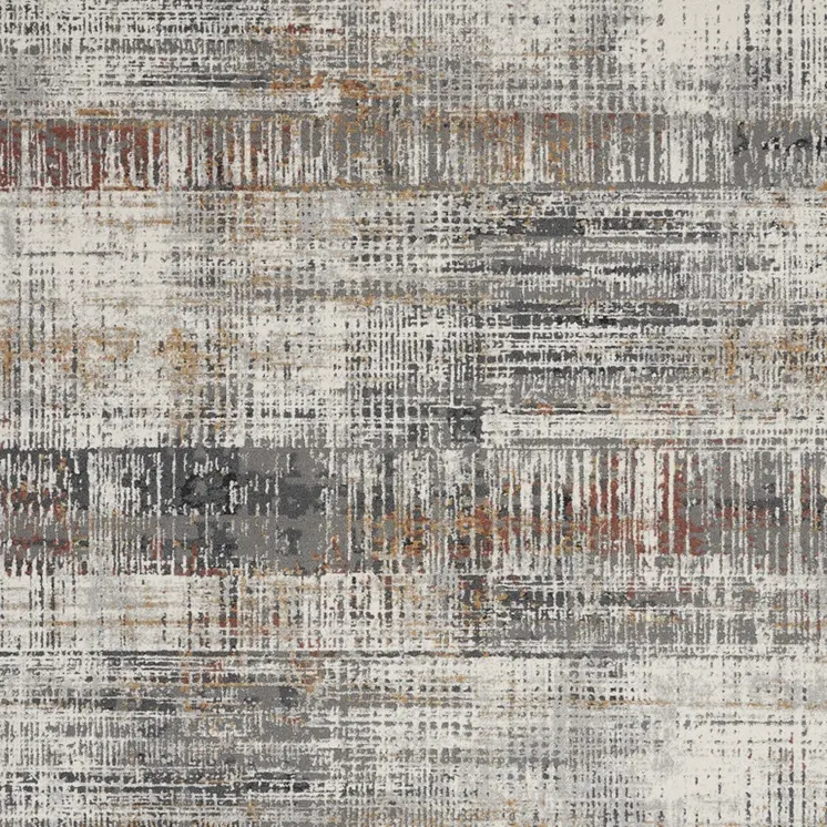 8' X 10' Ivory Gray and Golden Brown Abstract Area Rug