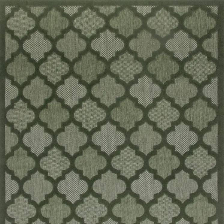 8' X 10' Dark Green And Light Green Trellis Indoor Outdoor Area Rug