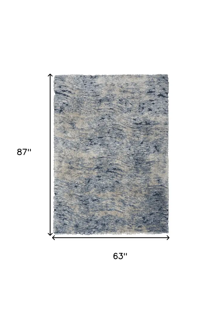 5' X 7' Sky Blue Abstract Shag Area Rug
