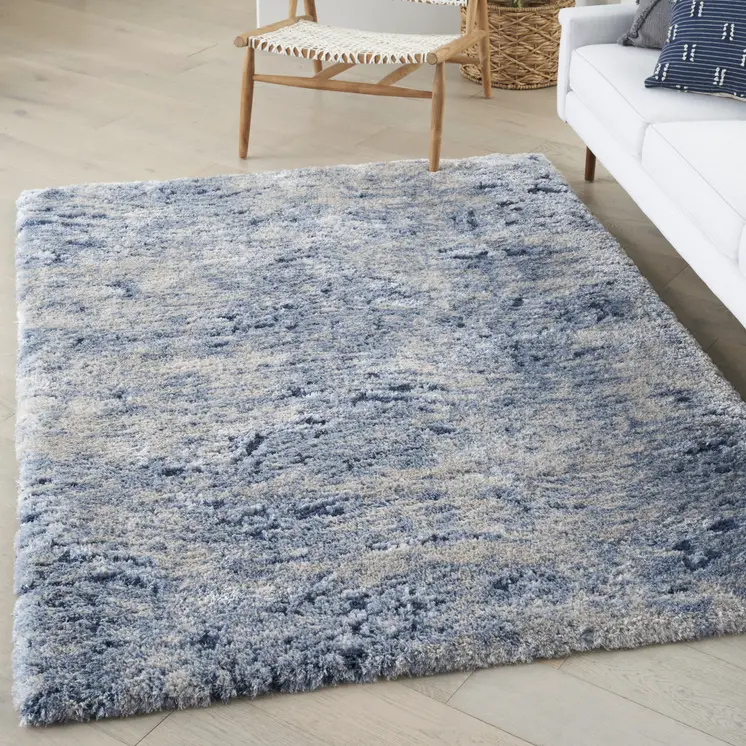 5' X 7' Sky Blue Abstract Shag Area Rug