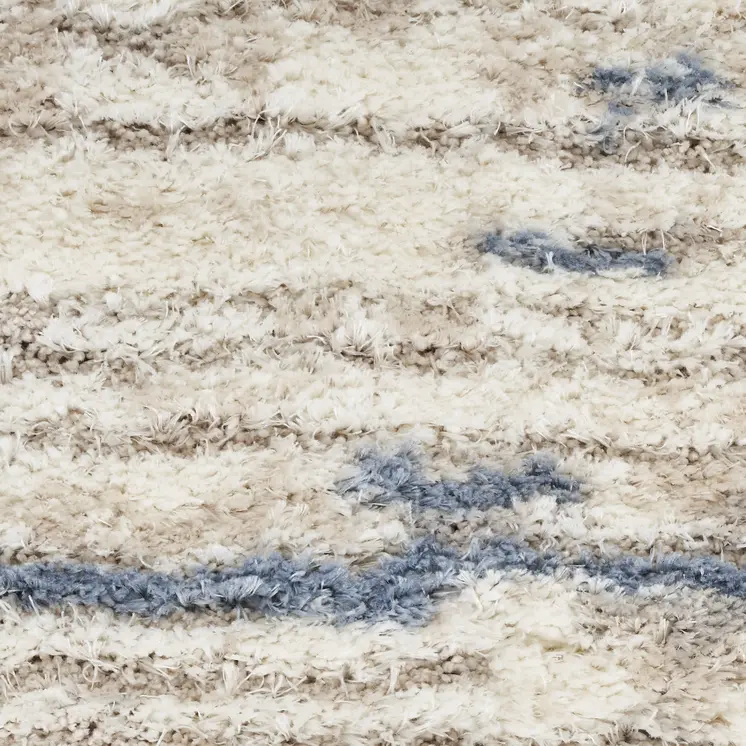 5' X 7' Light Blue Gray and Beige Abstract Shag Area Rug