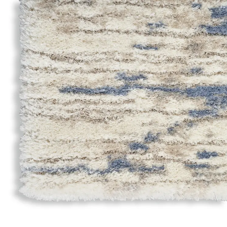 5' X 7' Light Blue Gray and Beige Abstract Shag Area Rug