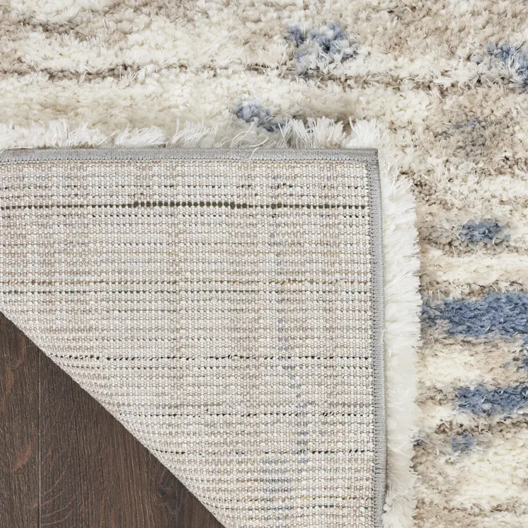 5' X 7' Light Blue Gray and Beige Abstract Shag Area Rug