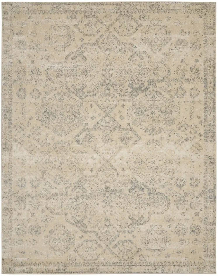 8' X 10' Beige And Gray Geometric Distressed Area Rug