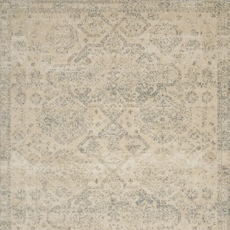8' X 10' Beige And Gray Geometric Distressed Area Rug