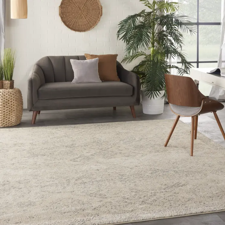 8' X 10' Beige And Gray Geometric Distressed Area Rug