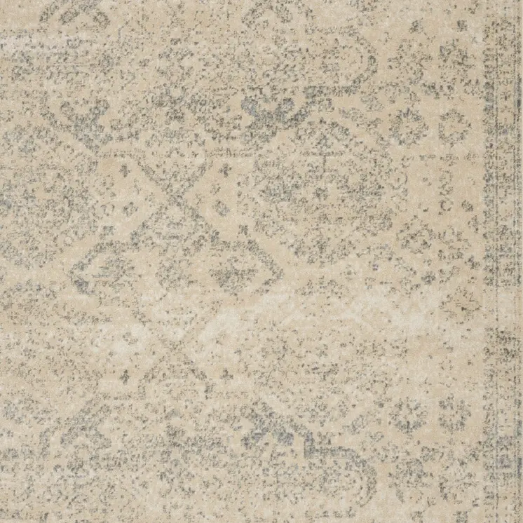 8' X 10' Beige And Gray Geometric Distressed Area Rug