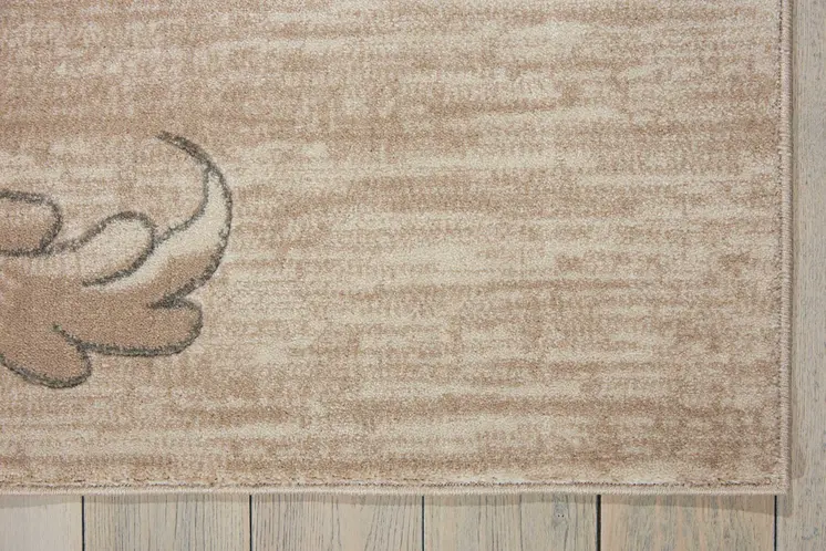 8' X 11' Tan Black and Ivory Damask Non Skid Area Rug
