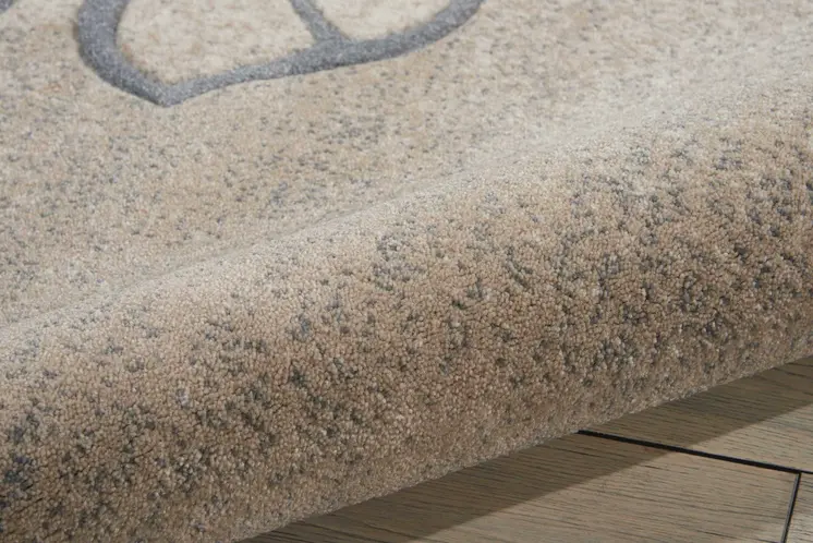 8' X 11' Beige and Gray Floral Non Skid Area Rug