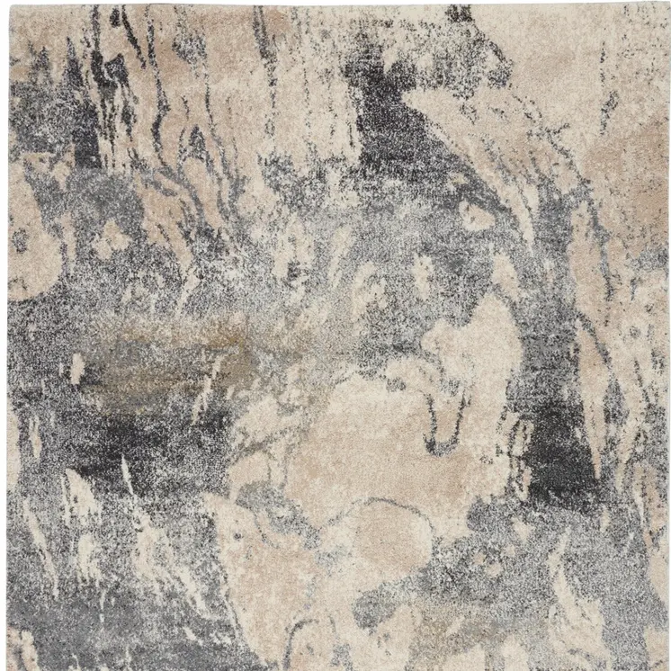5' X 7' Cream and Gray Abstract Distressed Area Rug