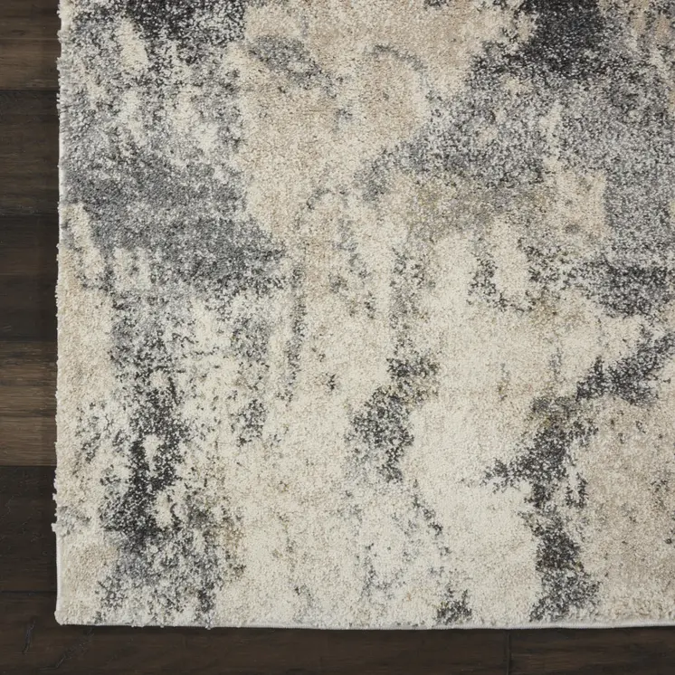 5' X 7' Cream and Gray Abstract Distressed Area Rug