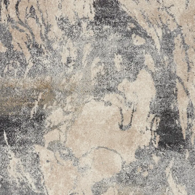 5' X 7' Cream and Gray Abstract Distressed Area Rug