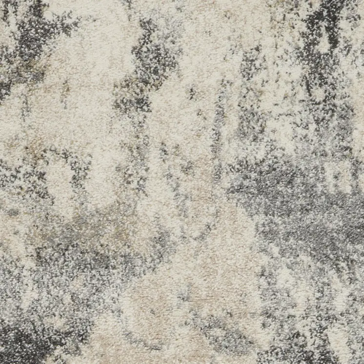 8' Cream and Gray Abstract Distressed Runner Rug
