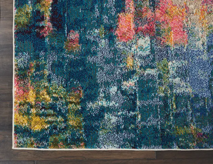 8' X 11' Blue and Yellow Abstract Power Loom Area Rug