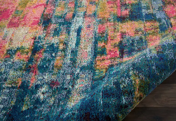 8' X 11' Blue and Yellow Abstract Power Loom Area Rug