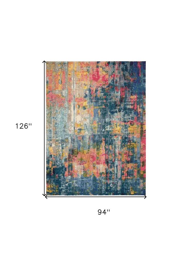 8' X 11' Blue and Yellow Abstract Power Loom Area Rug