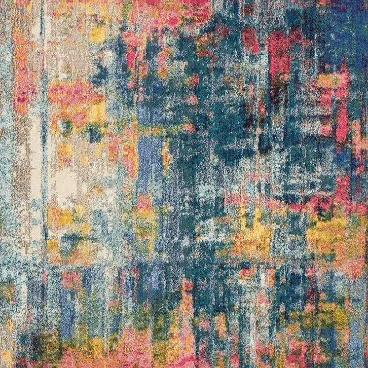 8' X 11' Blue and Yellow Abstract Power Loom Area Rug