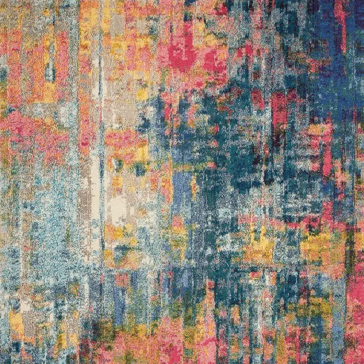 8' X 11' Blue and Yellow Abstract Power Loom Area Rug