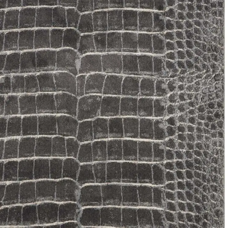 8' X 11' Beige Charcoal and Cream Animal Print Distressed Non Skid Area Rug