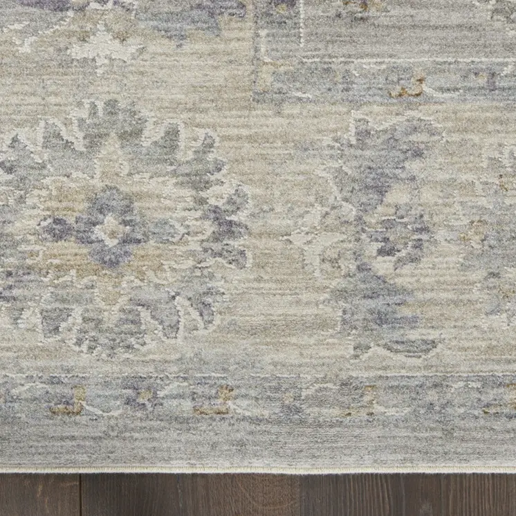 10' Gray Floral Runner Rug