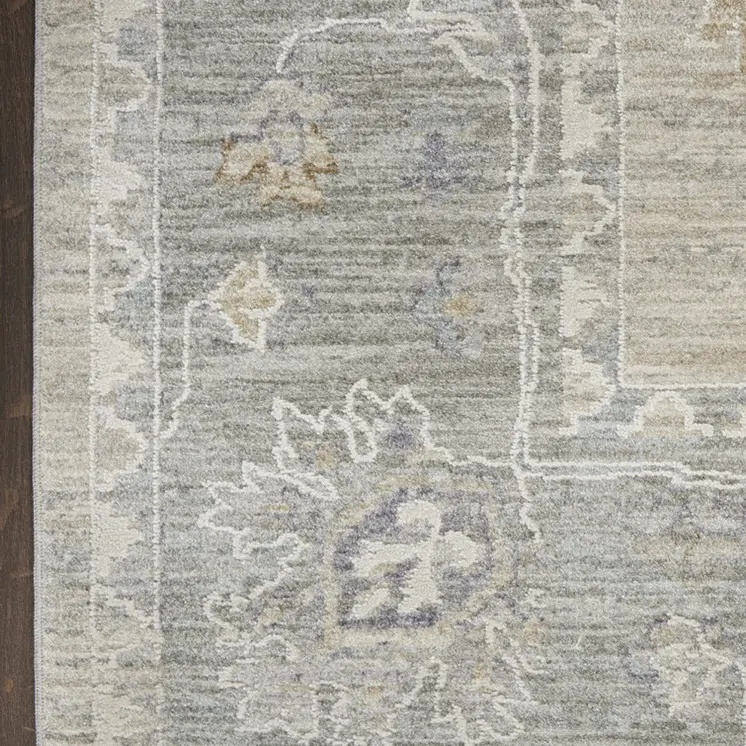 10' Gray Floral Runner Rug