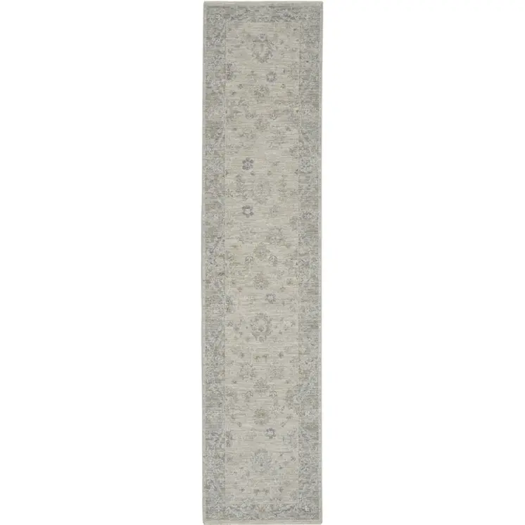 10' Gray Floral Runner Rug