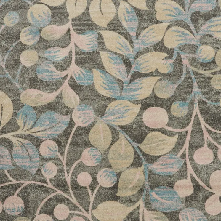 8' X 10' Beige Gray And Blue Botanical Leaves Area Rug